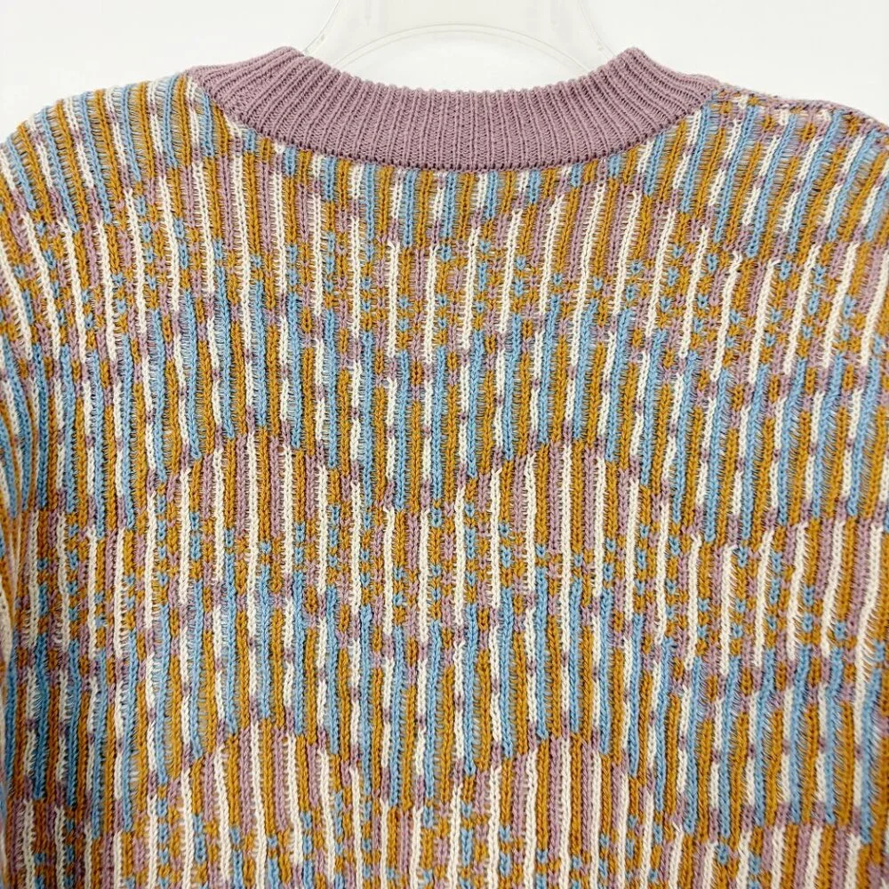 Free People Beach Malibu Pattern Sweater‎ Size S Crewneck Oversized Reversible